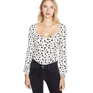 🤍🤍 Nwt Reformation Reign Top in Ink Blot Sweetheart Neck Blouse 🖤